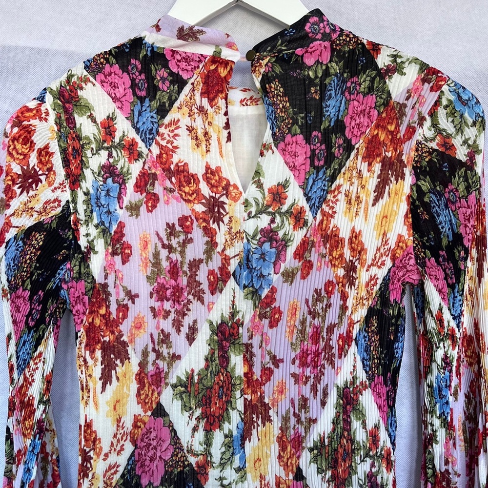 Anthropologie Maeve Shara Polished Pleats, Floral, Midi Dress XS - Picture 15 of 16
